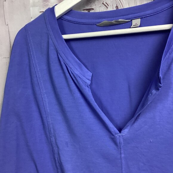 Athleta Top Blue Cropped 3/4 Sleeves Cool Fabric S - Picture 3 of 8